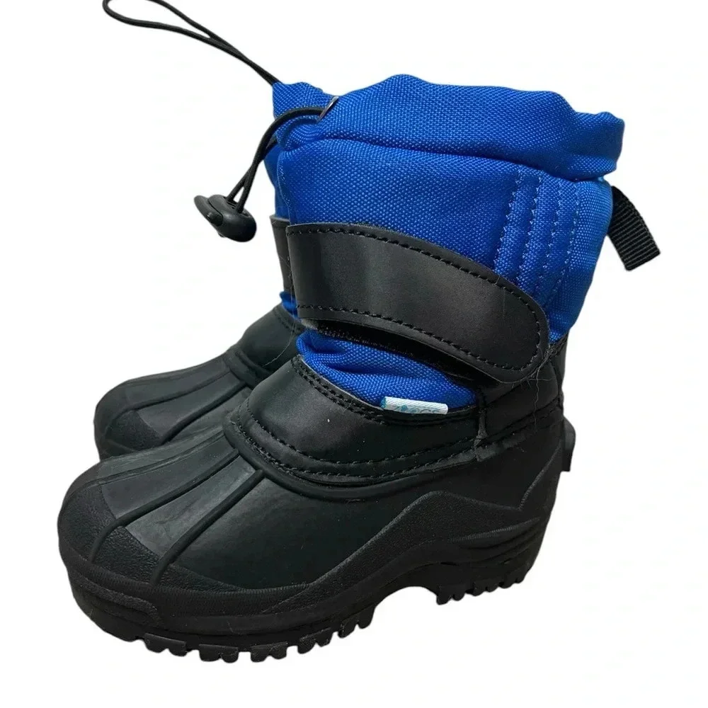 Zoogs Toddler Blue and Black Snow Boots with fleece lining Size 5